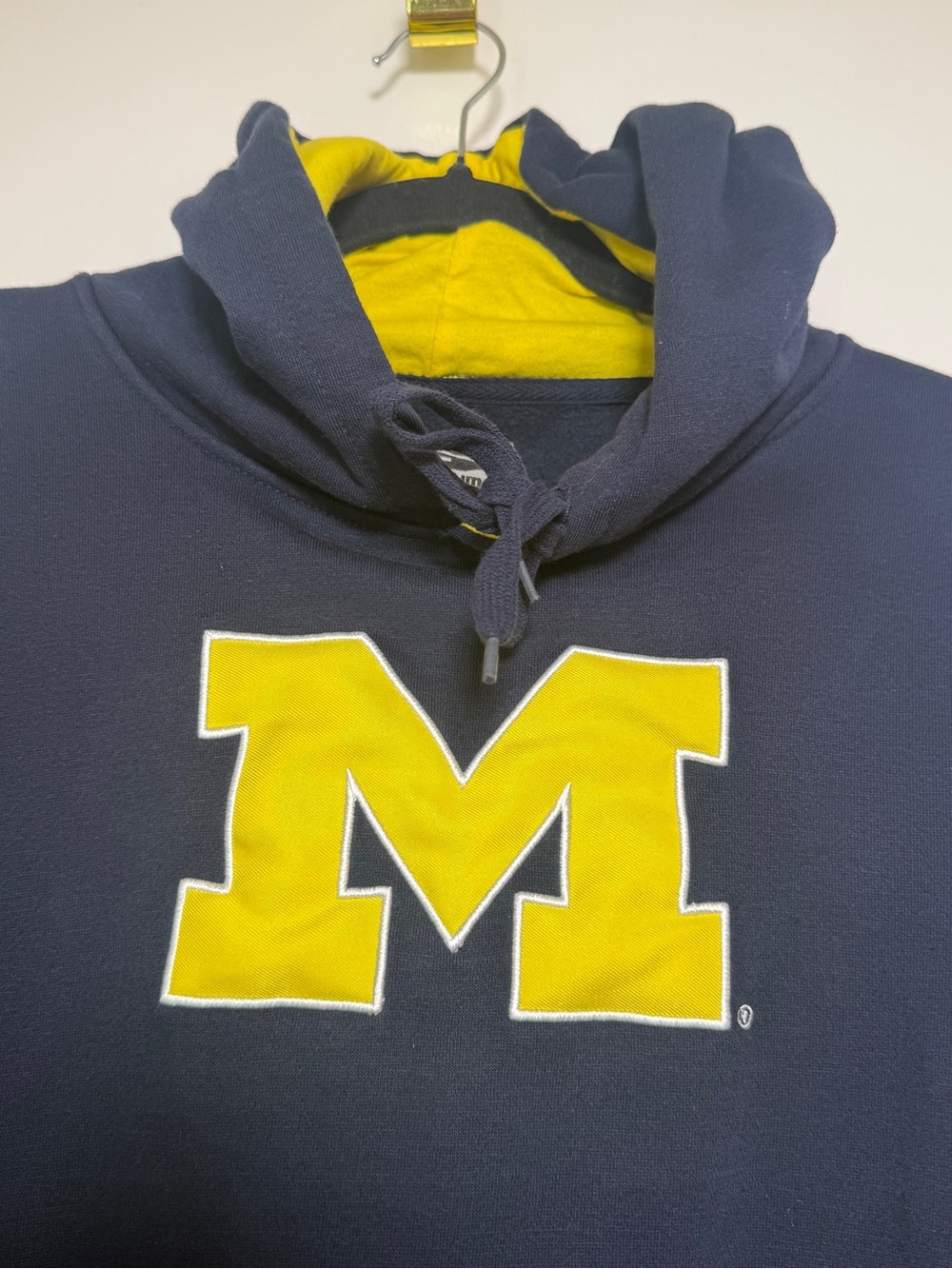 Stadium Athletics University of Michigan Logo Navy & Yellow Hooded Sweatshirt M - Picture 2 of 6